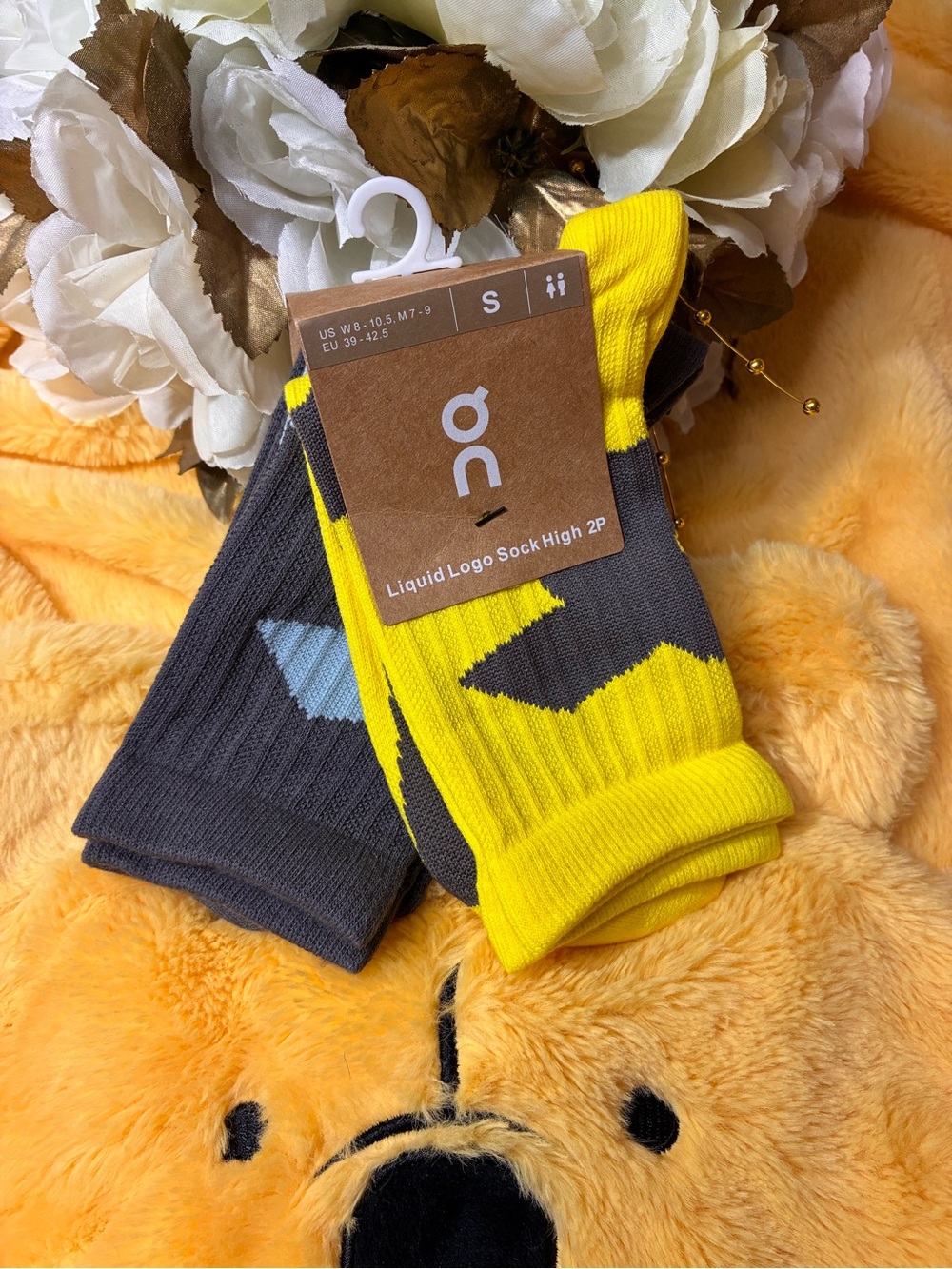 On Running Crew Socks 2-Pack — Yellow & Charcoal New!